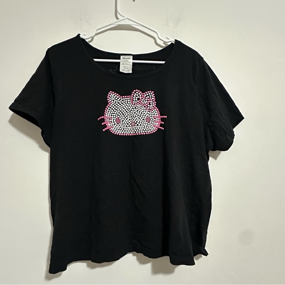 Sanrio Tops - SANRIO Hello Kitty 100% COTTON Pink & White Embellished Logo Size 2X